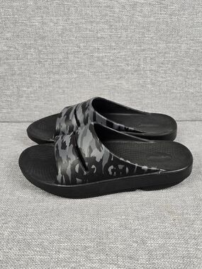OOfos OOahh Recovery Slides In Black Camo Womens Sz 12